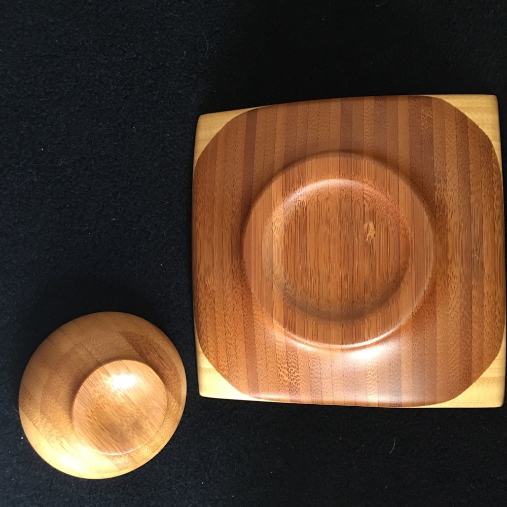 Mid Century Modern Handmade Wood Bowl & Plate - Picture 7 of 7